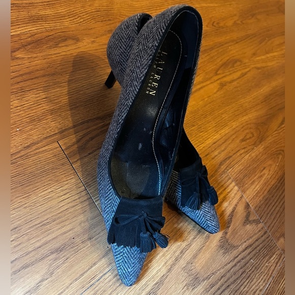 Ralph Lauren Womens Gray & Black Tassel Shoes Heels Pump US 8 - Picture 1 of 10